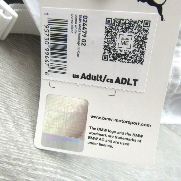 Puma BMW M Motorsport White Baseball Cap Hat Adult One Size Fit NEW - Picture 12 of 14